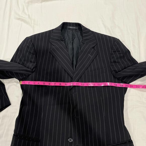 EMPORIO ARMANI MENS BLAZER IT48/US38 MADE IN ITALY BLACK W PINSTRIPES VGC! - Picture 9 of 14